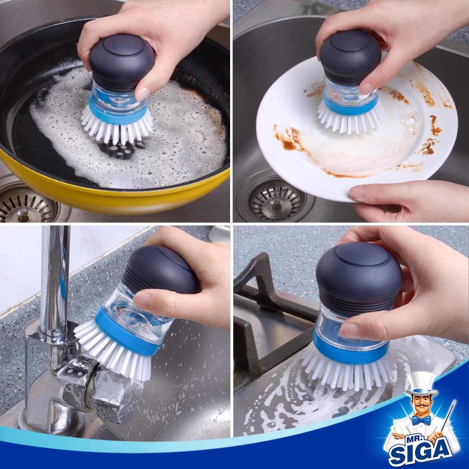Automatic Liquid Adding Cleaning Brush Multifunctional Kitchen Pot Washing Brush