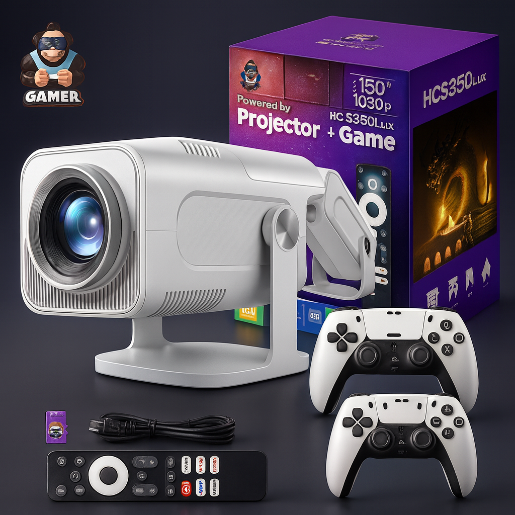 HCS350 Pro 1080P Gaming Projector with WiFi, Bluetooth & Built-in Games