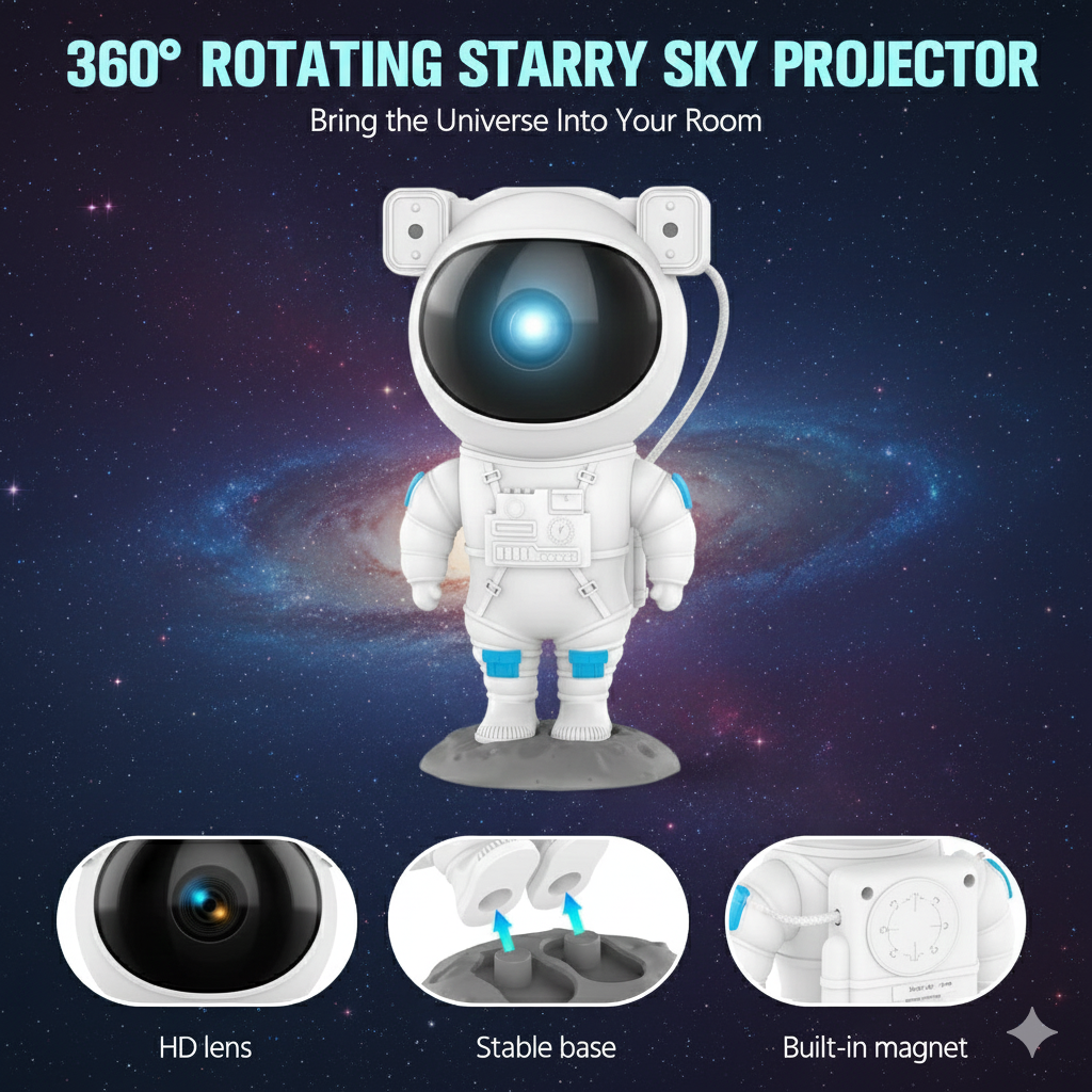 Star Galaxy Projector Space Night Light 360