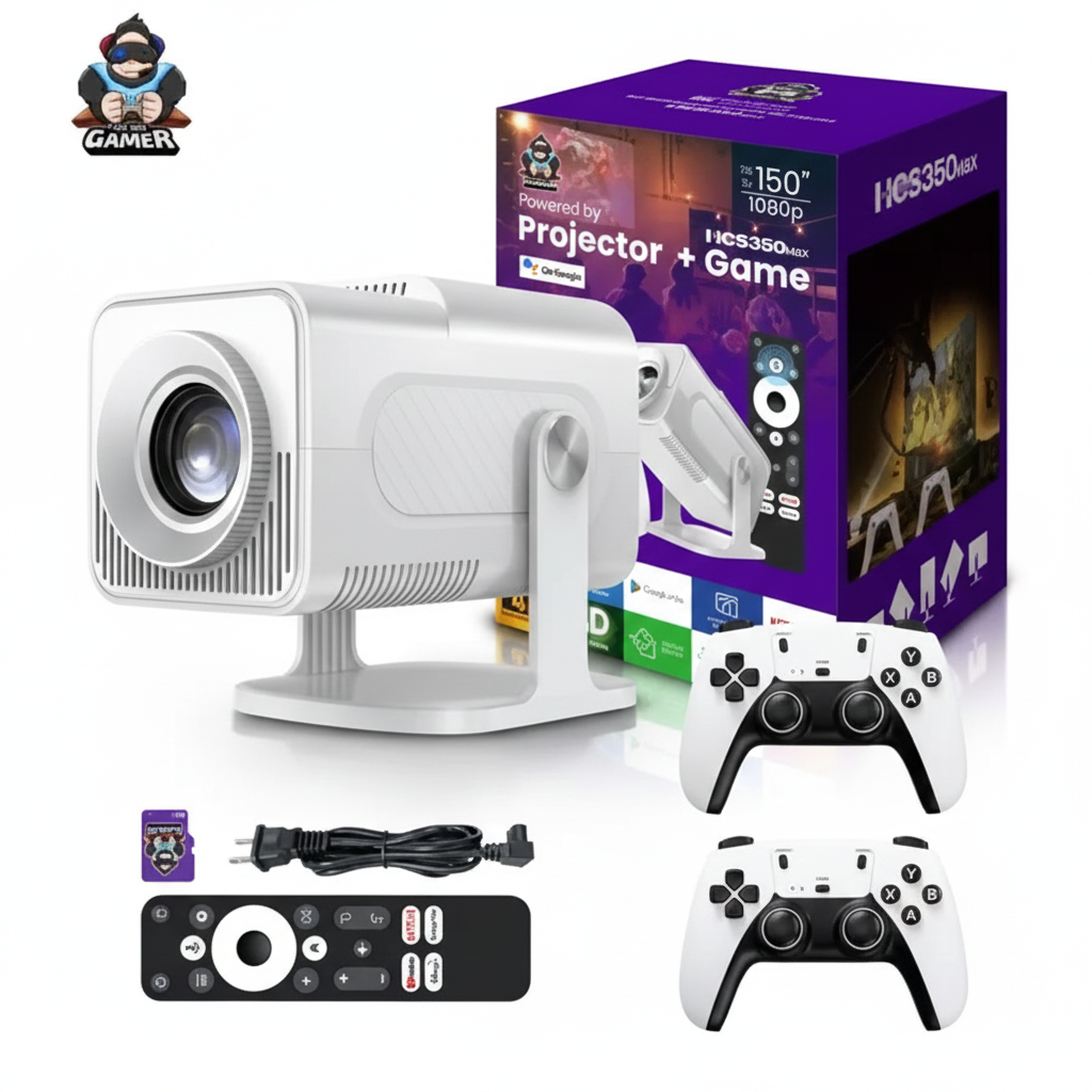 HCS350 Pro 1080P Gaming Projector with WiFi, Bluetooth & Built-in Games