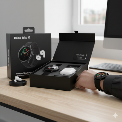 Haino Teko 12 Waterproof Smartwatch with Wireless Earphones