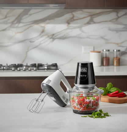 BLACK+DECKER Kitchen Power Combo – 300W Hand Mixer + 400W Chopper