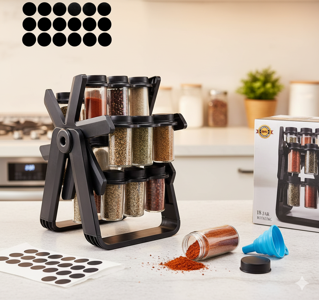 Spice Rack Organizer With 18 Spice Jars