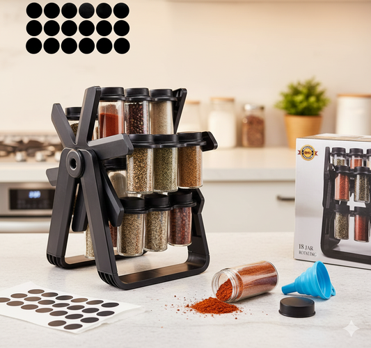 Spice Rack Organizer With 18 Spice Jars