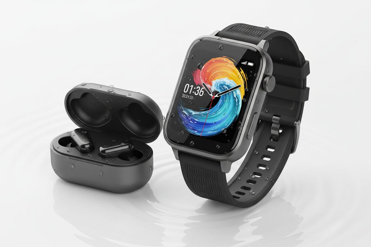 Haino Teko 12 Waterproof Smartwatch with Wireless Earphones